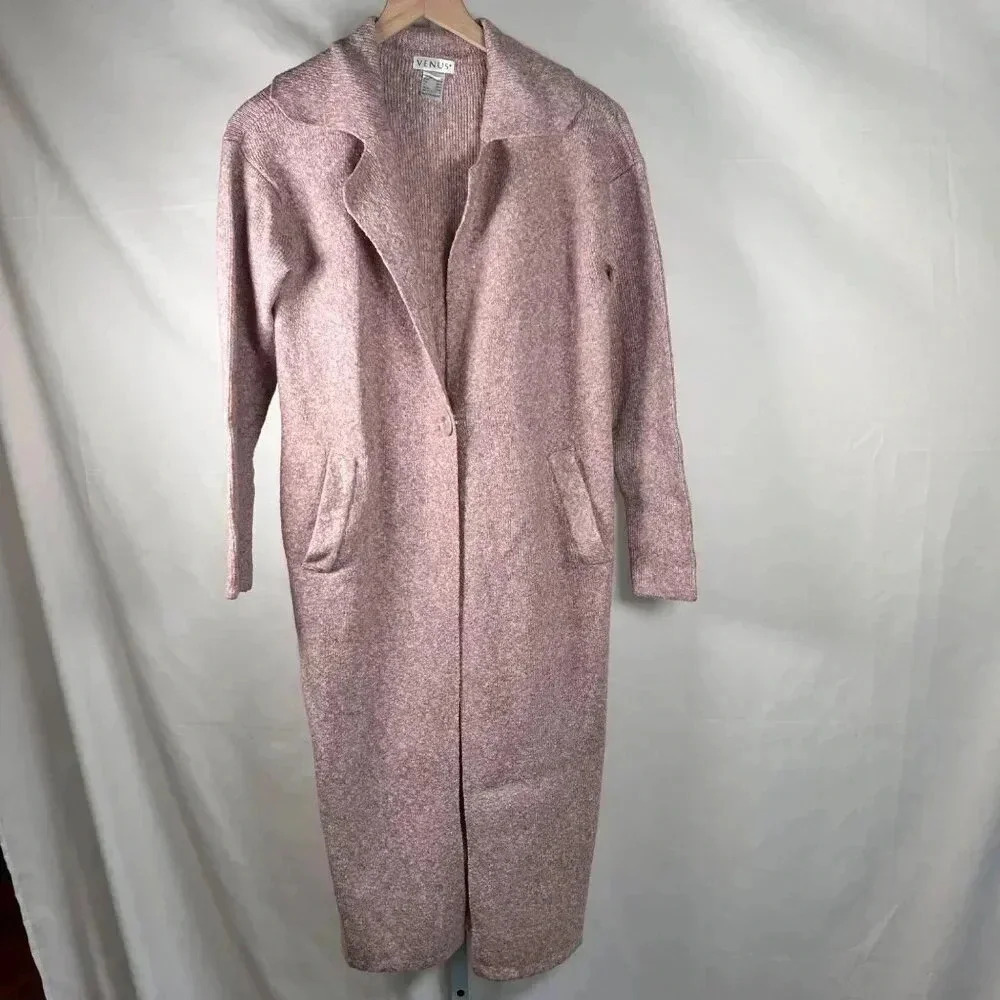 Venus Size Small Sweater Coat Heathered Pink Preppy Collegiate